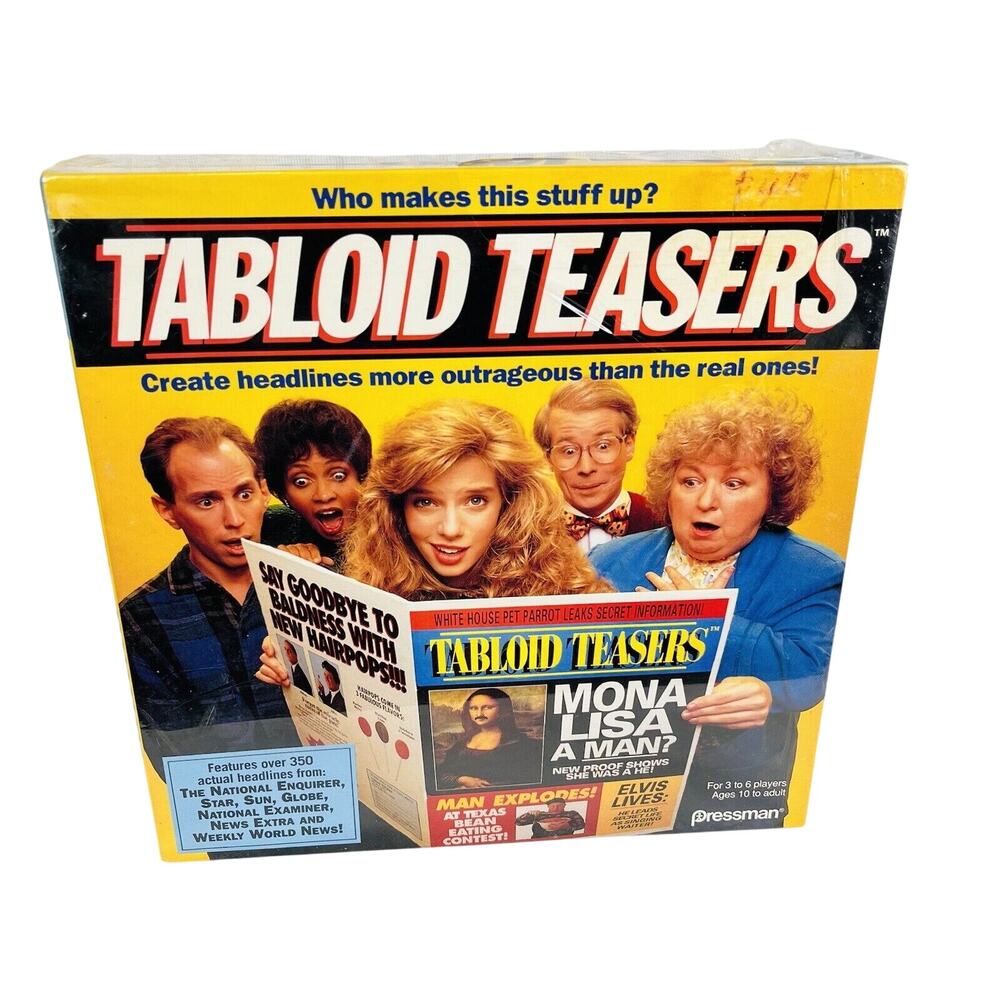 Tabloid Teasers Board Game #3655 Outrageous‎ Headlines Pressman 1991 board game